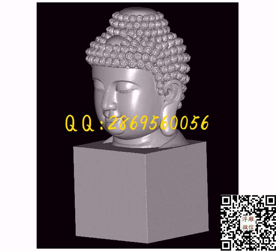 佛头印章 (2)_STL立体模型圆雕图立体浮雕3d电脑雕刻打印四轴多轴雕刻精雕图浮雕图